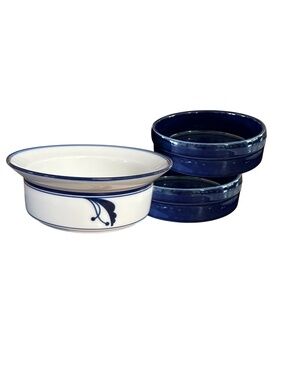 Dansk Flora Bayberry Bowl w Cobalt Blue Stoneware Dishes Coordinated Set